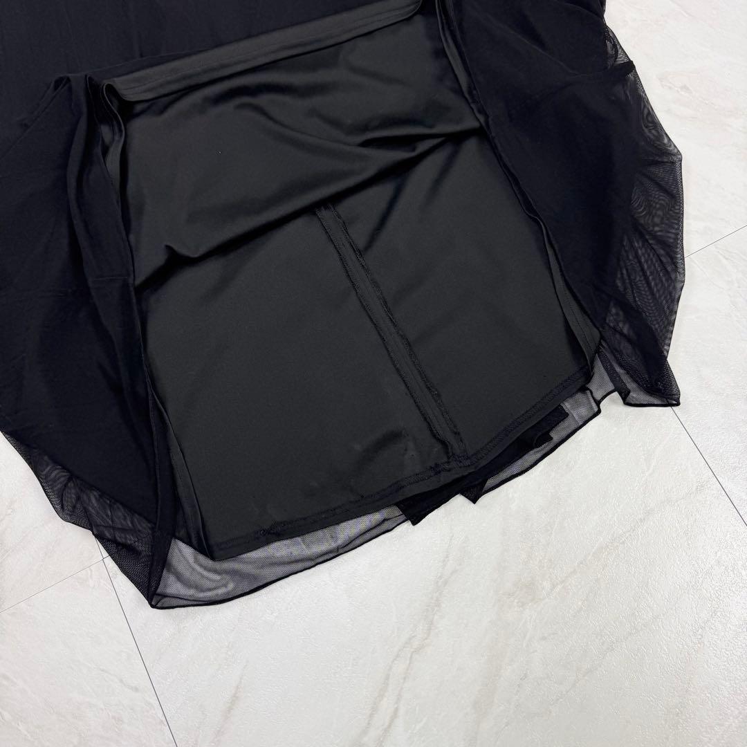 美品 タダシショージ マキシドレス レース ドレープ ロングワンピース 黒