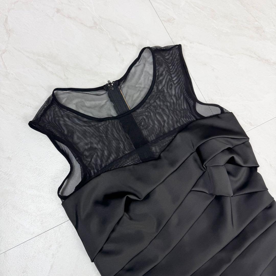 美品 タダシショージ マキシドレス レース ドレープ ロングワンピース 黒