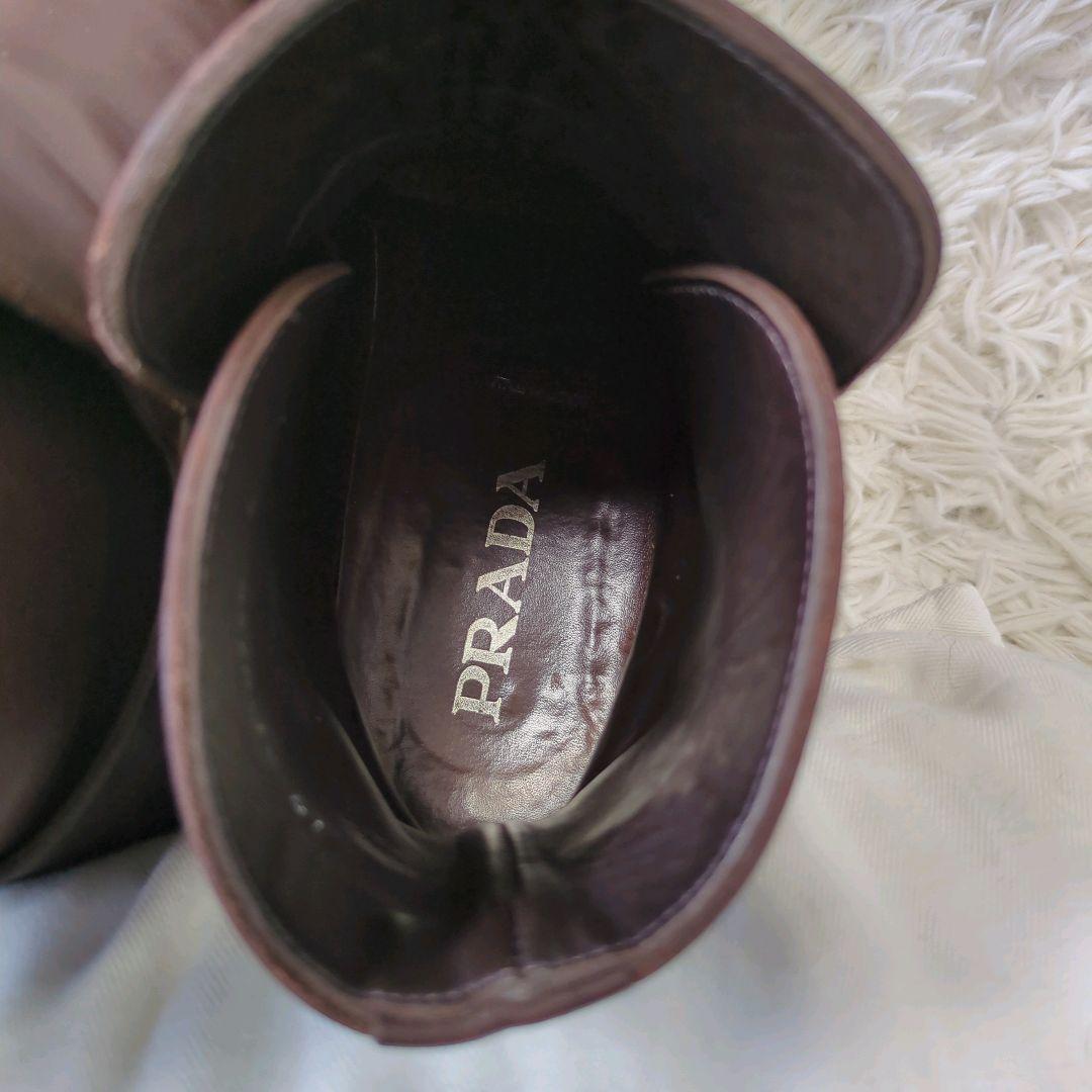 プラダ　ベルテッドブーツ　イタリア製　ブラウン　サイズ表記6