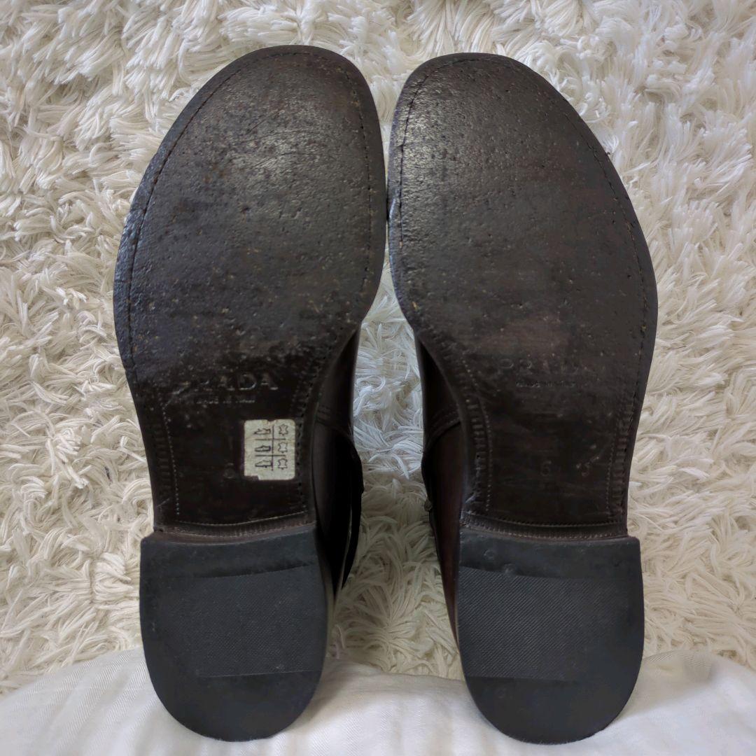 プラダ　ベルテッドブーツ　イタリア製　ブラウン　サイズ表記6