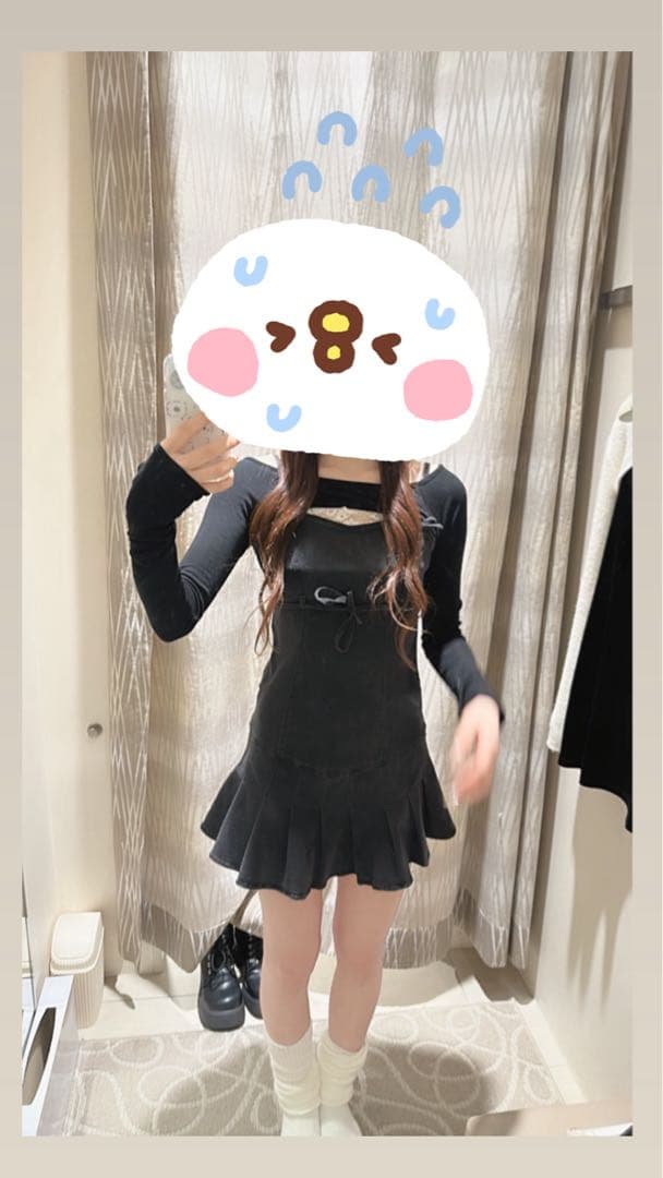 ワンピース Bonnie denim mini dress color black