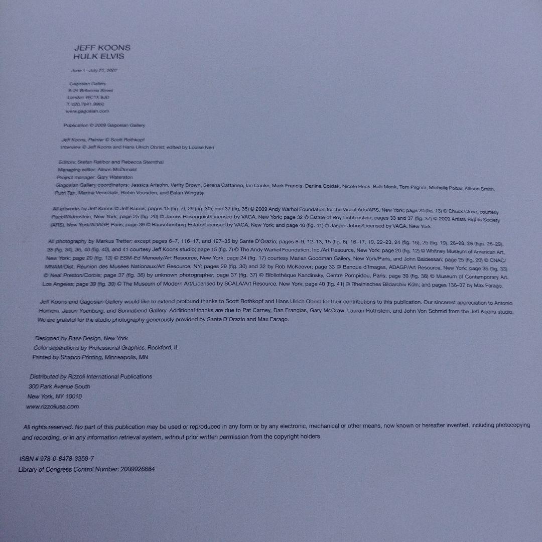 JEFF KOONS HULK ELVIS 2009年　126P HC