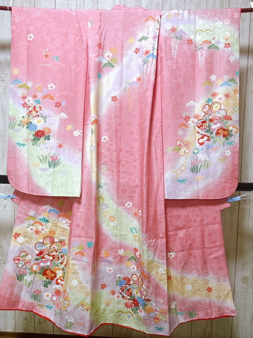 豪華正絹完全フルセット♡七五三　7歳　女の子　ピンク系　髪飾り　パール付帯締め