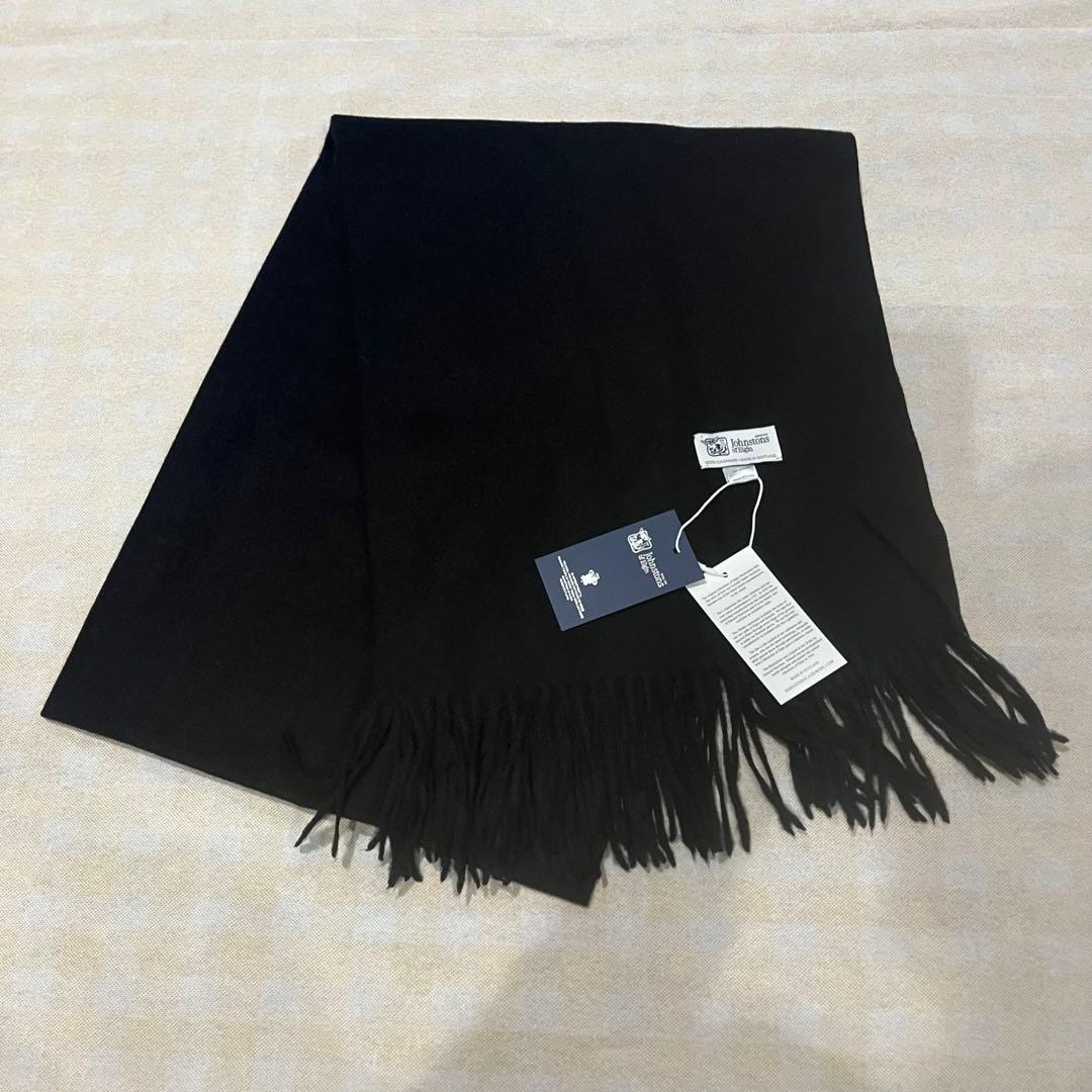 ト*ム様 美品 ジョンストンズ カシミヤ100％ 大判ストール ミッド ブラック