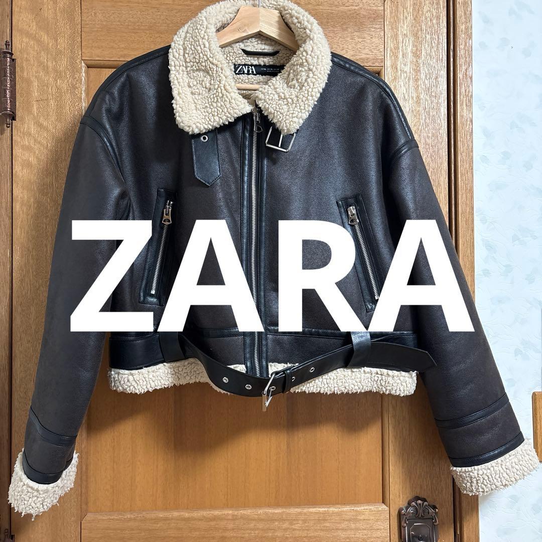 ZARA レディース ダブルフェイスショートジャケット　レザージャケット XL