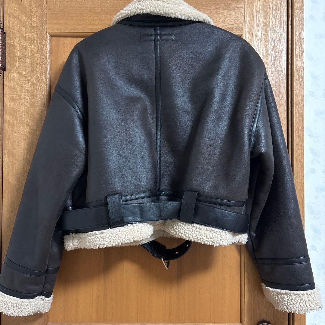 ZARA レディース ダブルフェイスショートジャケット　レザージャケット XL