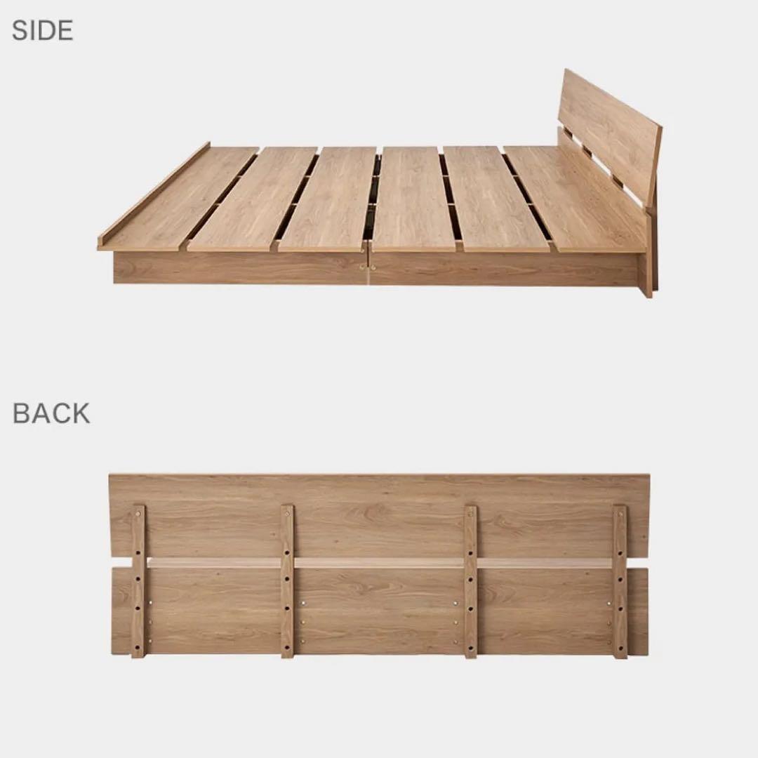 LOWYA ベッドフレーム ロータイプ クイーン シャビーナチュラル