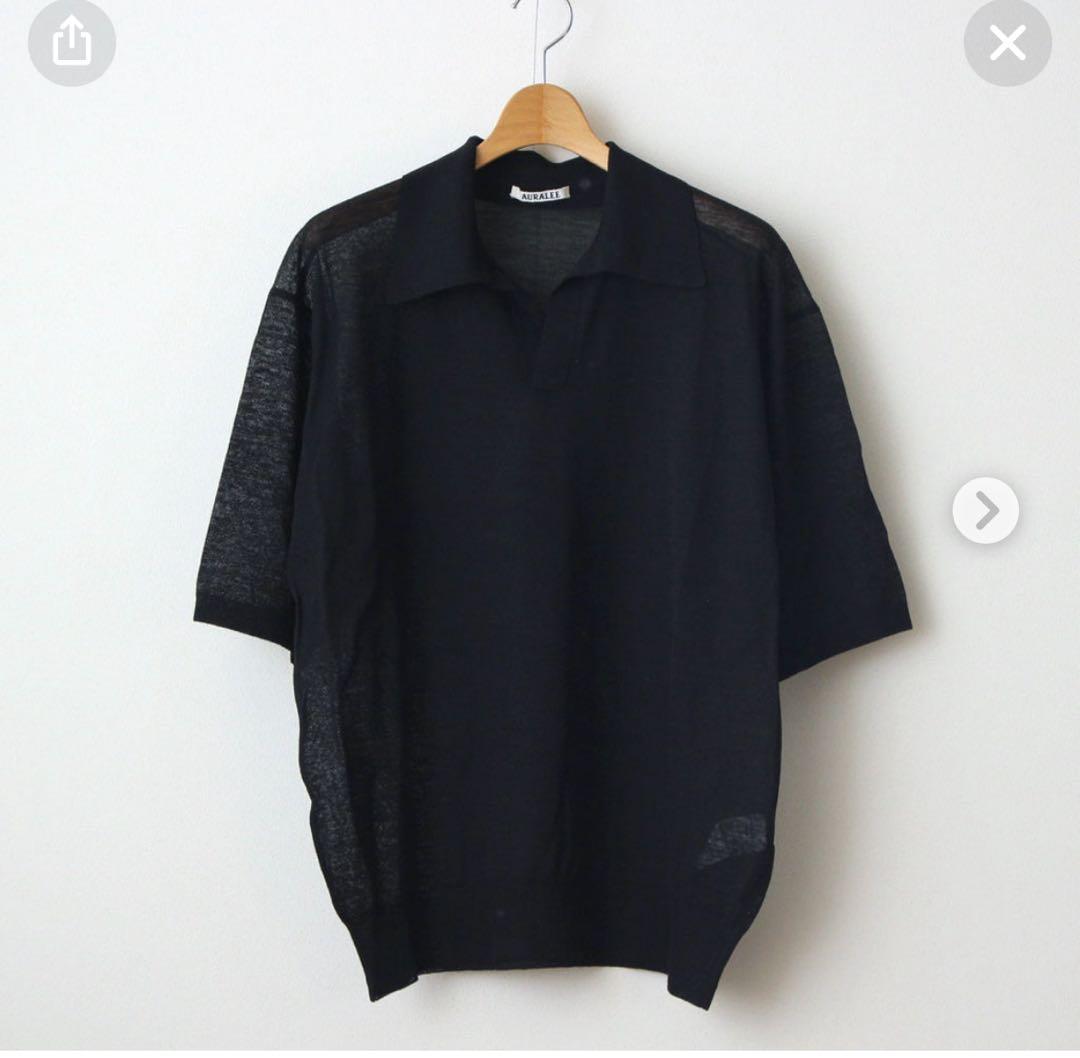 オーラリー スキッパー半袖ニットポロ