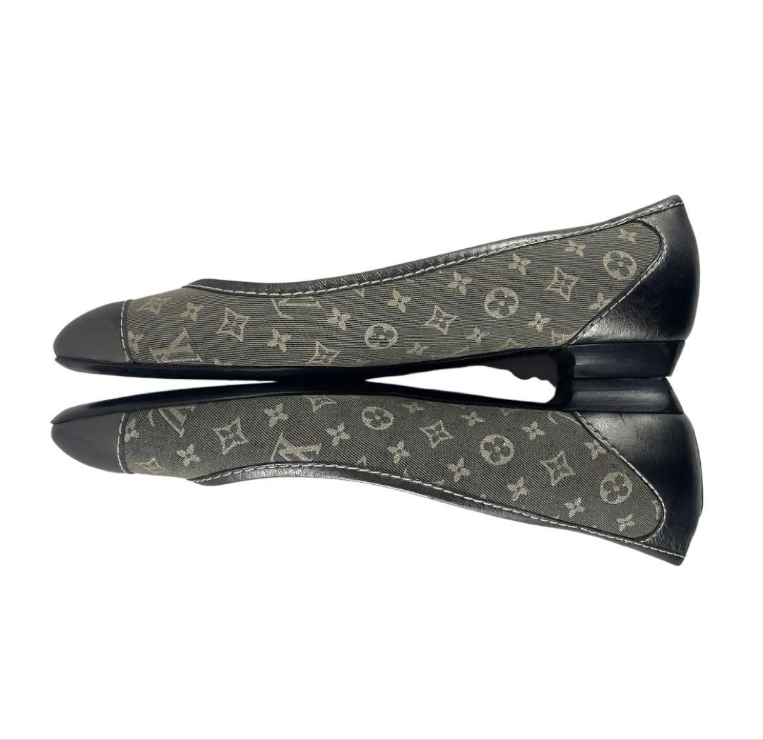 ルイヴィトン モノグラム フラットシューズ レザー キャンバス コンビ 35