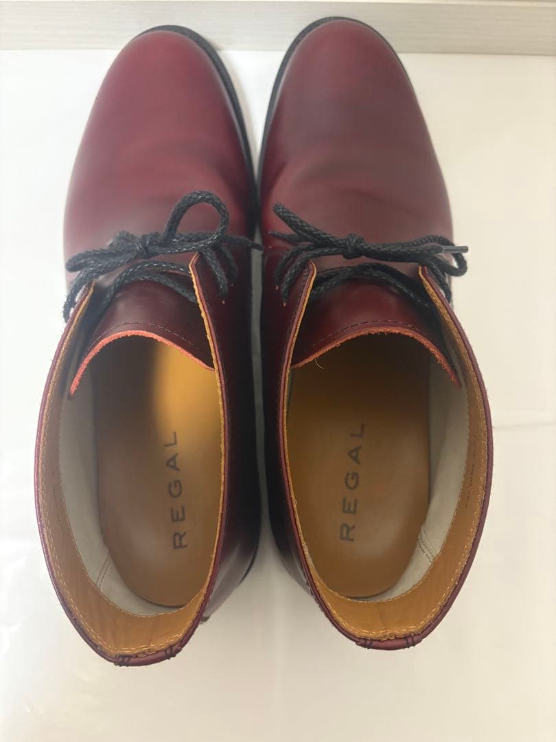 【美品】REGALバーガンディ本革チャッカブーツ26.5cm