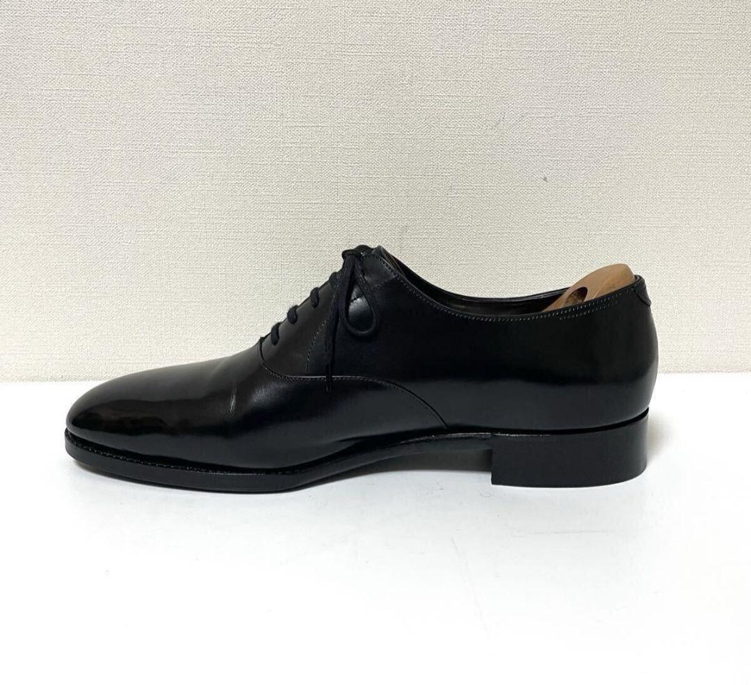 極美品ジョンロブ プレステージライン ガルニエ9E黒 プレーントゥ ホールカット