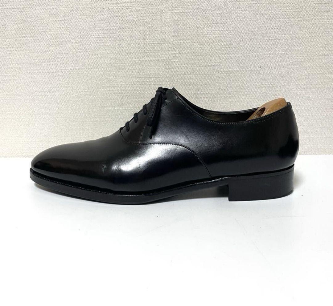 極美品ジョンロブ プレステージライン ガルニエ9E黒 プレーントゥ ホールカット