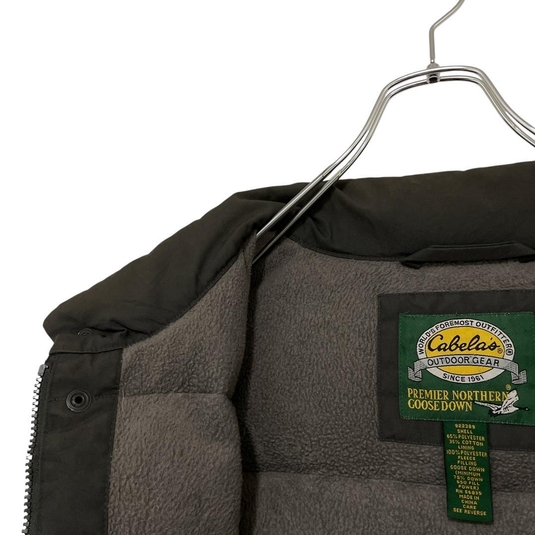 【Cabela's】 裏地フリース ロゴ刺繍グースダウンベスト グレー 2XL