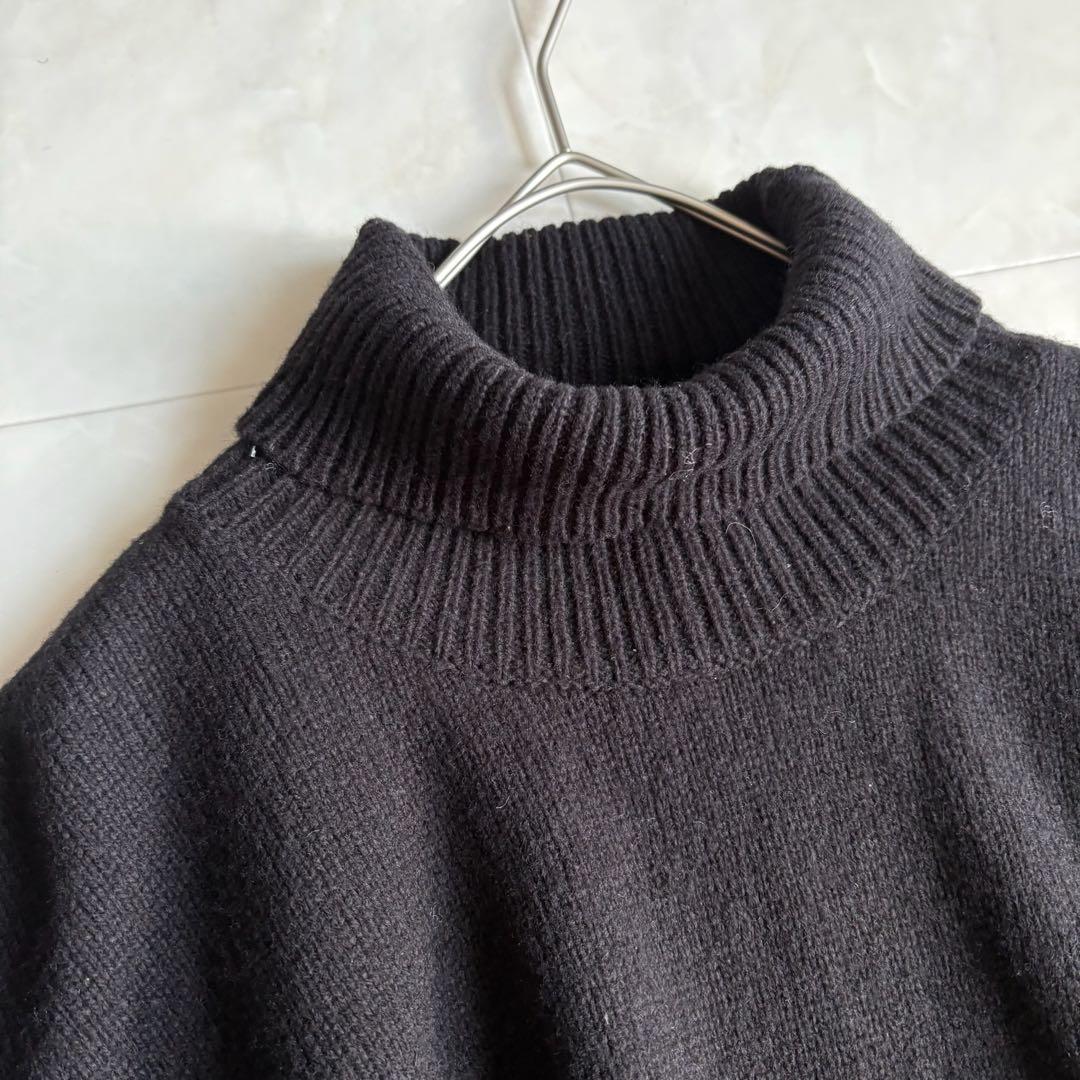 美品✨ veritecoeur ニットポンチョ 黒 F タートル サイド紐ベルト