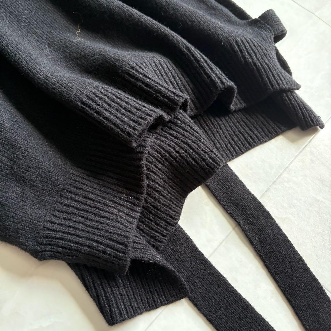 美品✨ veritecoeur ニットポンチョ 黒 F タートル サイド紐ベルト