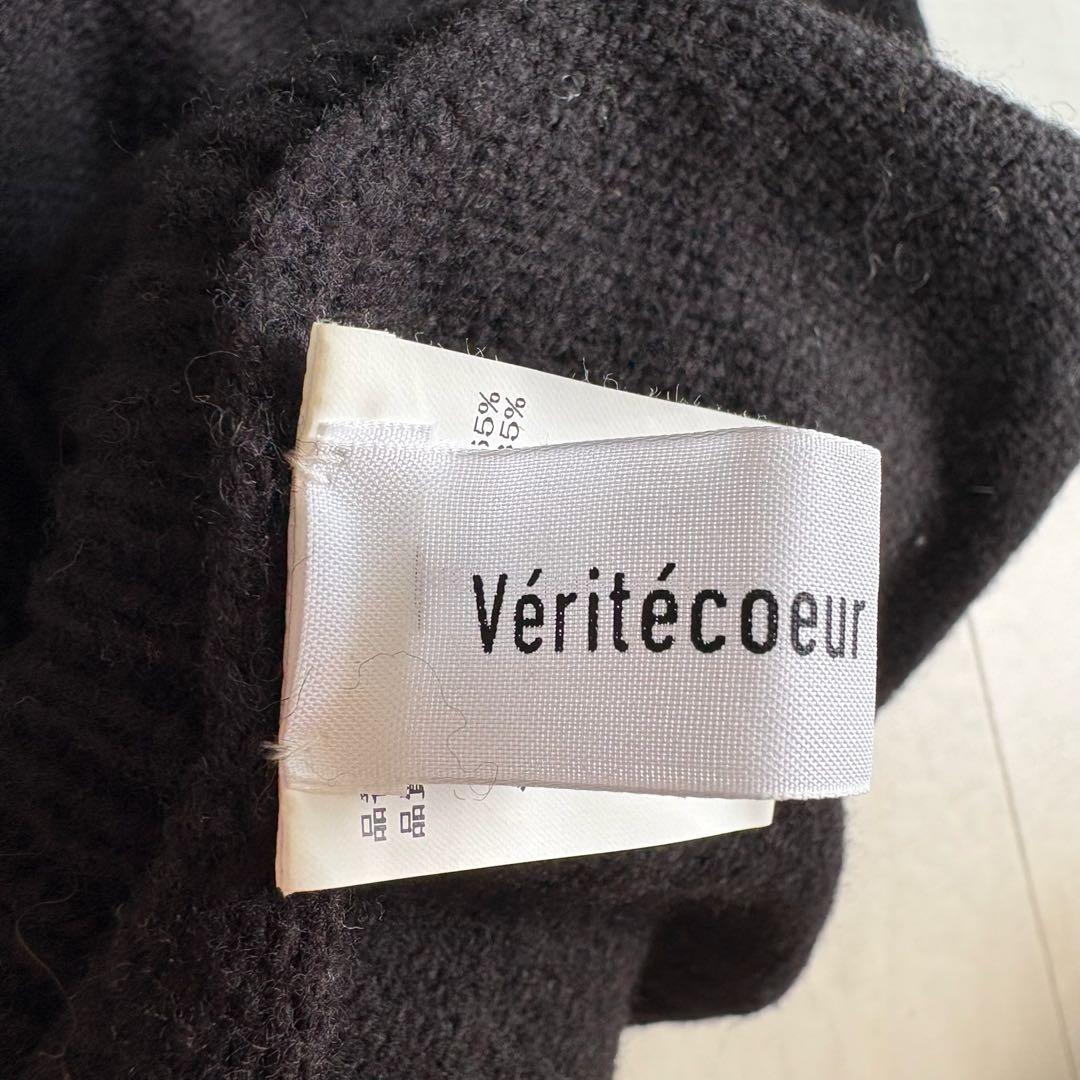 美品✨ veritecoeur ニットポンチョ 黒 F タートル サイド紐ベルト