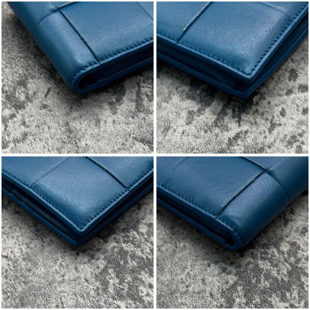 現行 未使用級✨ボッテガヴェネタ カセット マキシイントレ 二つ折り財布 ブルー