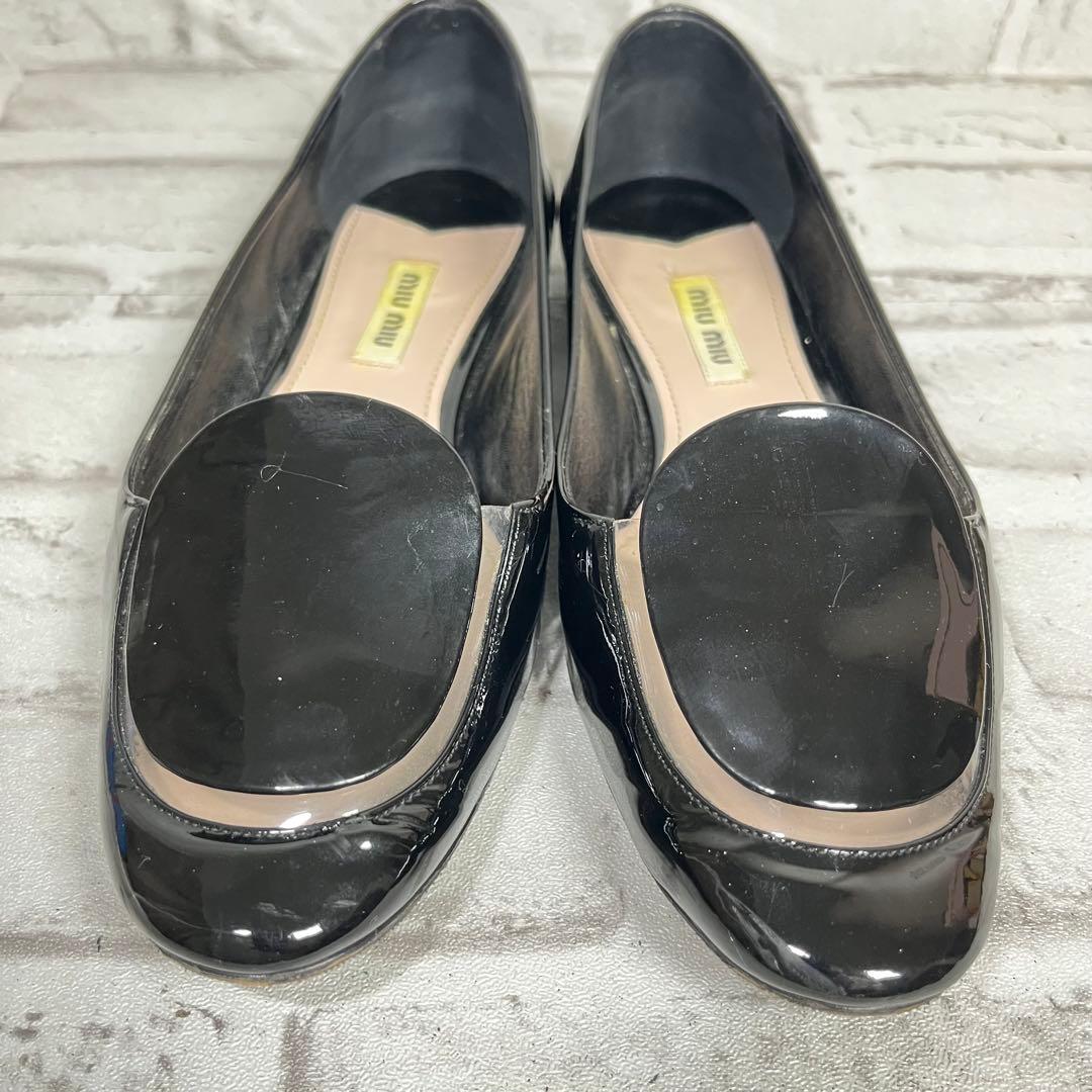 【美品】 miumiu エナメル パンプス ローファー ブラック