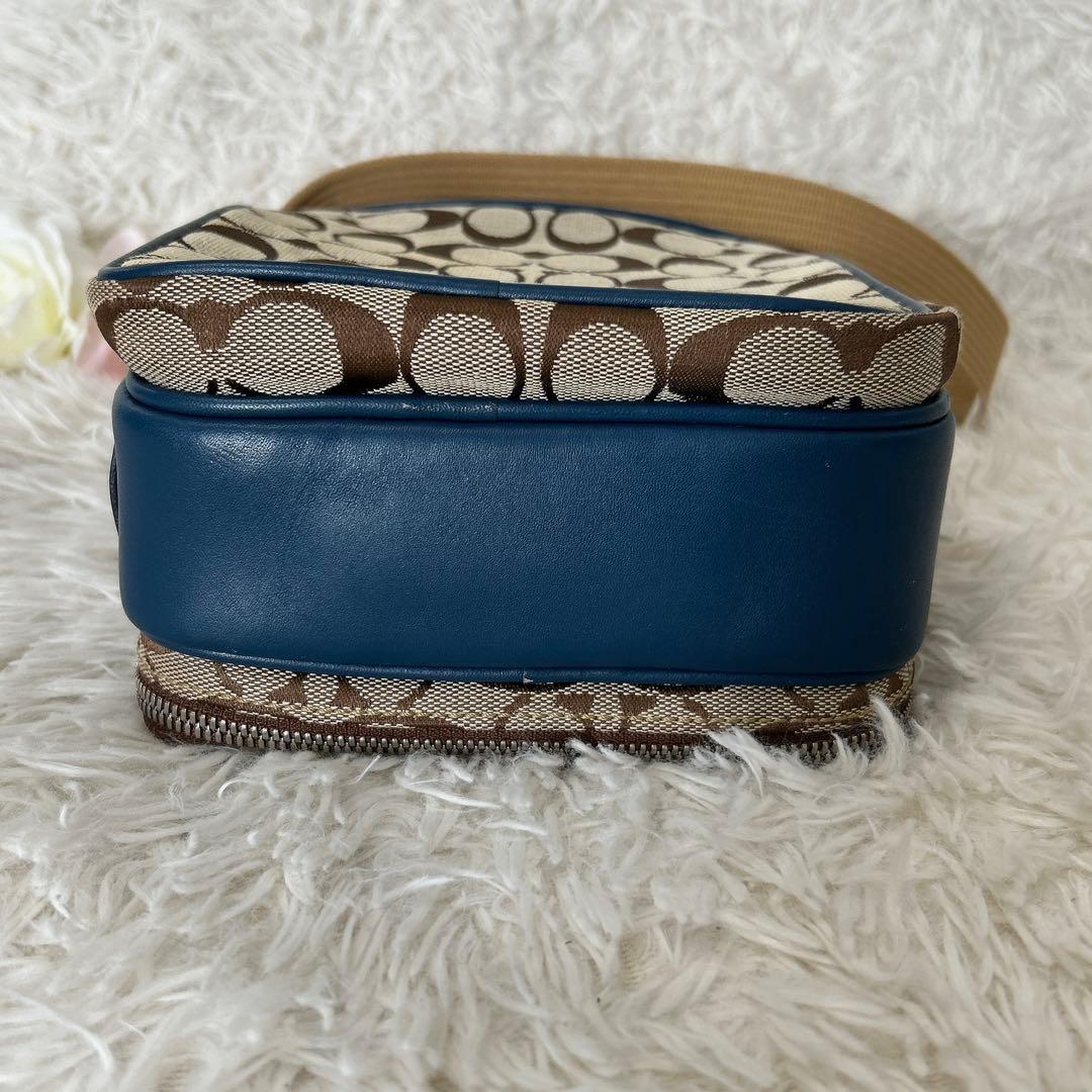 美品✨COACH コーチ シグネチャー 多収納 ショルダーバッグ ブルー