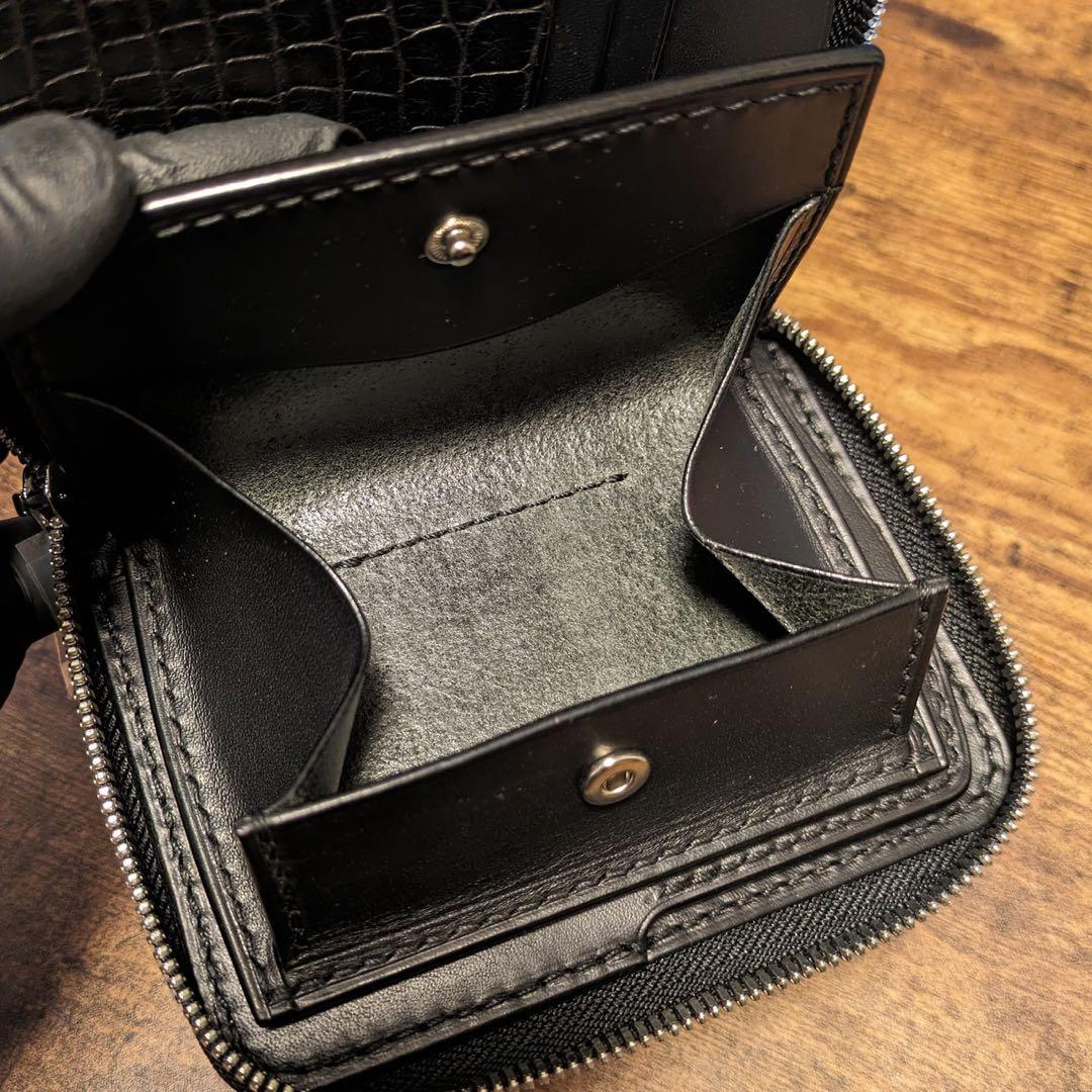 アリゲーター“ディープブラック”ジッパーミドル〜 no9ray