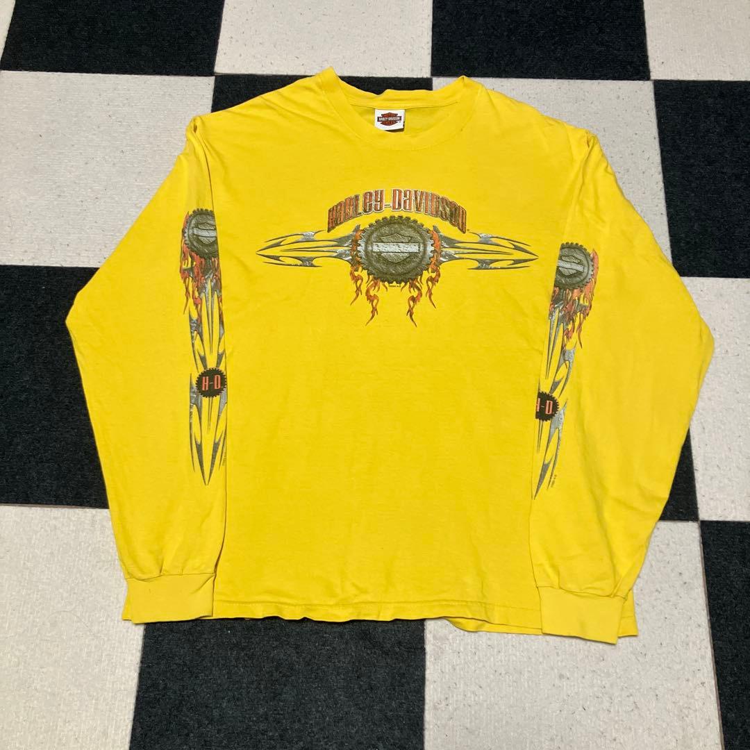 Harley Davidson ロンT usa製 袖プリ フレイムス