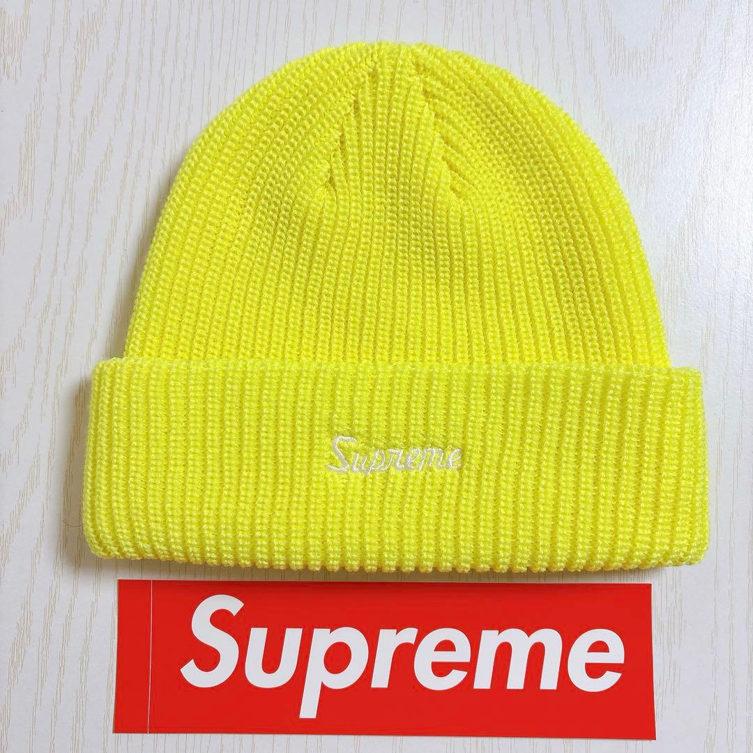 Supreme ニット帽　スクリプトロゴ　イエロー　黄色　野村周平着用モデル