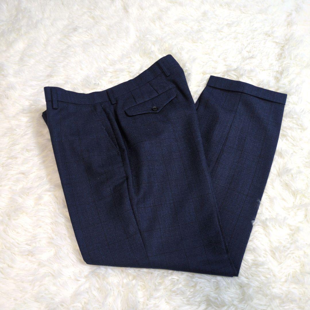 オリヒカ　スーツ　スリーピース　ベスト　チェック　ネイビー　AB6