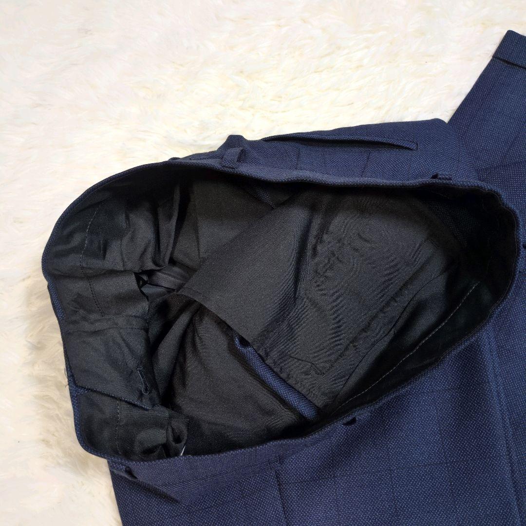 オリヒカ　スーツ　スリーピース　ベスト　チェック　ネイビー　AB6