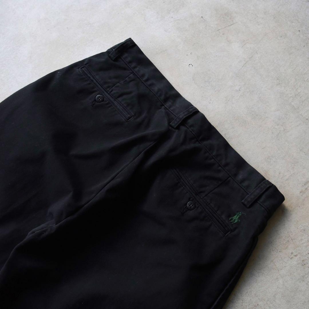 90s ラルフローレン ポロチノ ツータックチノ黒ブラック USA W32L30