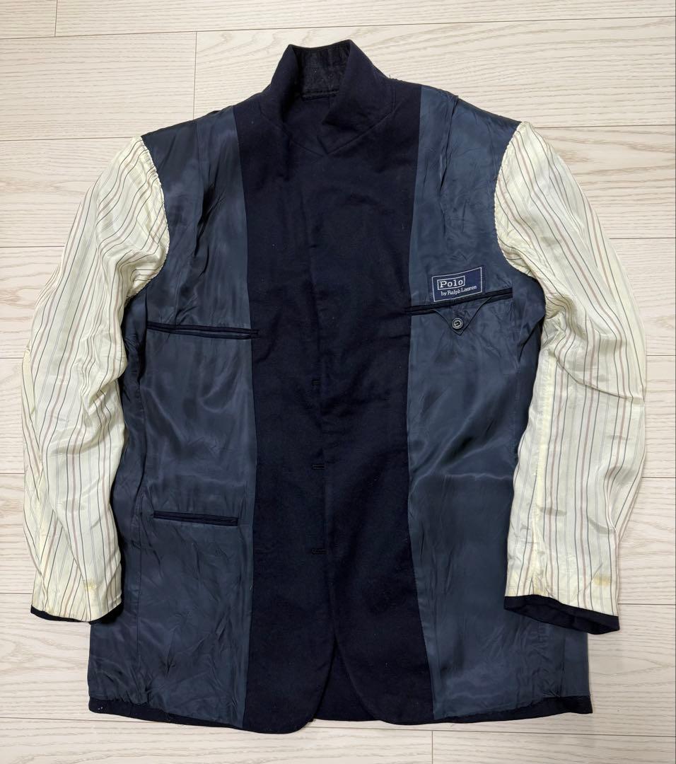 【希少】USA製 ラルフローレン フランネル 紺ブレ 段返り3つボタン 80s