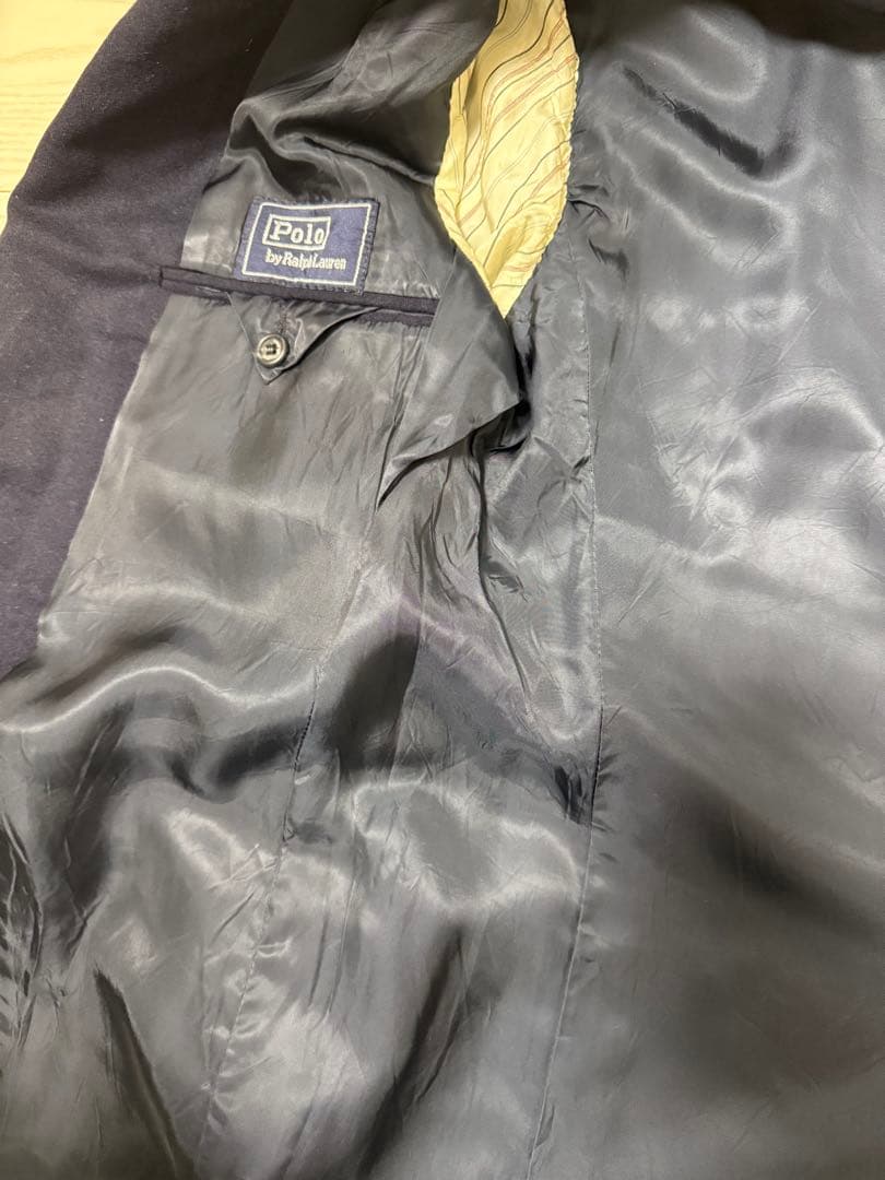 【希少】USA製 ラルフローレン フランネル 紺ブレ 段返り3つボタン 80s