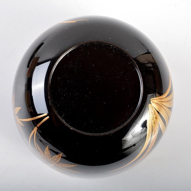 茶道具　山中塗　呉藤穣太郎作　四君子蒔絵　大棗　共箱　V　R5448