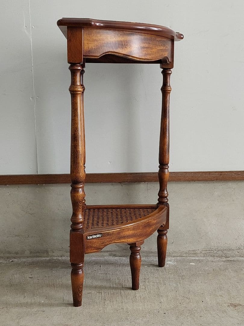 カリモク コロニアル 電話台 コーナーラック フラワースタンド