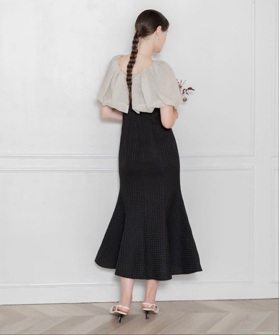 ［美品］2WAYオフショルダーパフスリーブ　マーメイドワンピース　ドレス