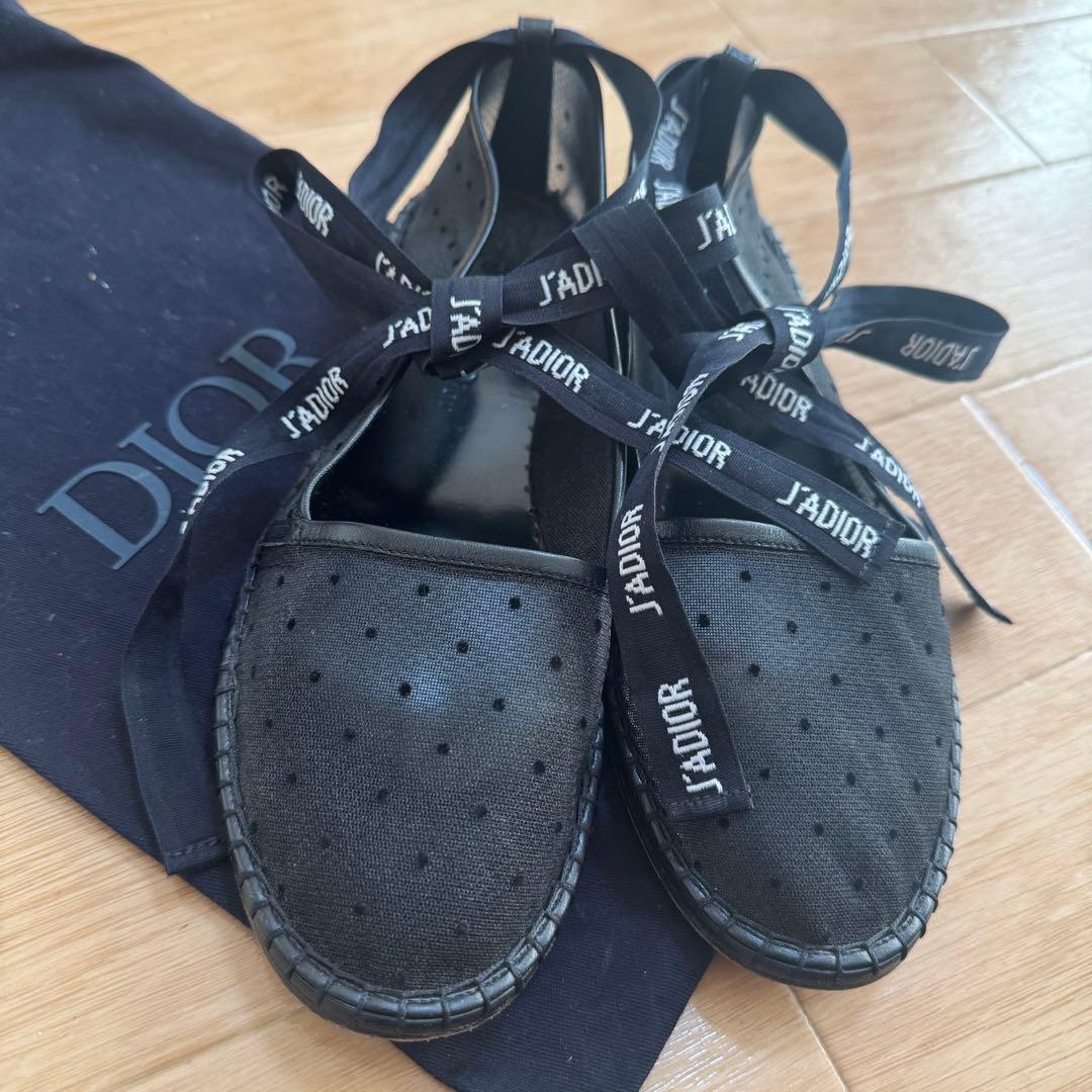 Dior エスパドリーユ フラットシューズ J'ADIORリボン付き