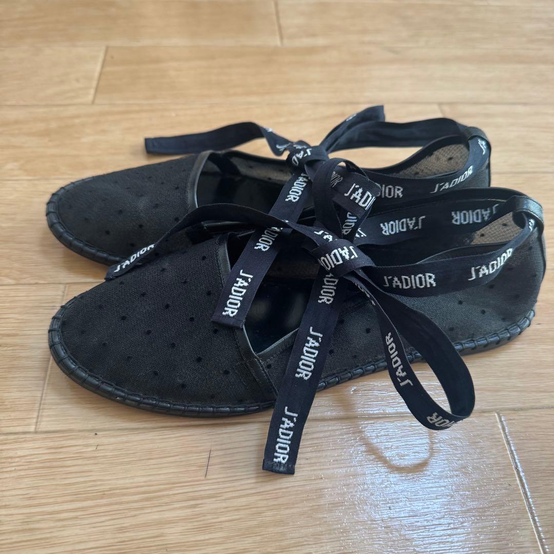 Dior エスパドリーユ フラットシューズ J'ADIORリボン付き