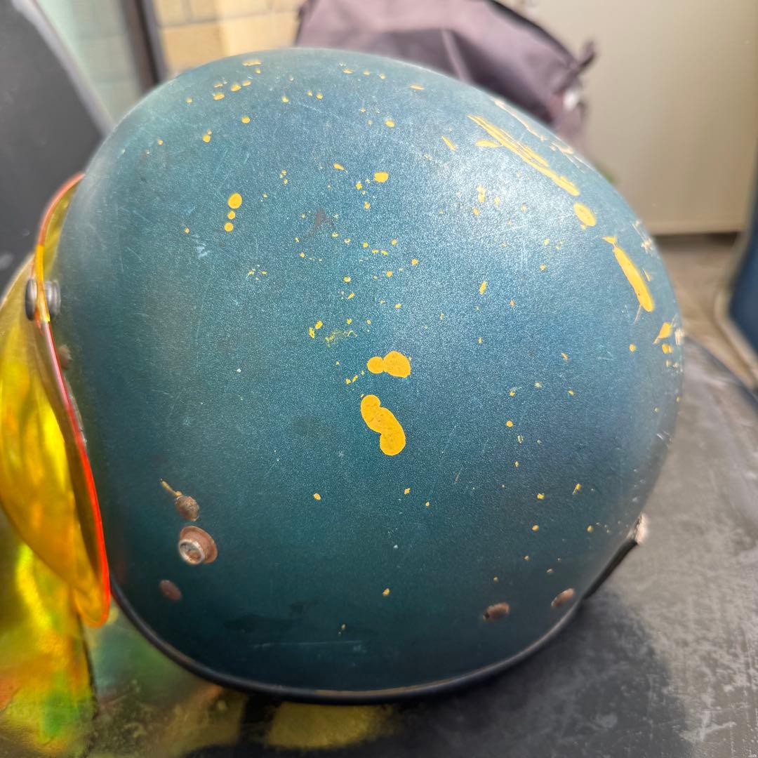 ヴィンテージ　ジェットヘルメット 1960年代　イエローシールド　装飾用　小帽体