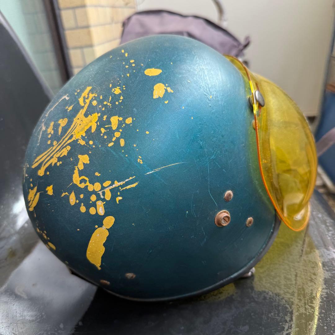 ヴィンテージ　ジェットヘルメット 1960年代　イエローシールド　装飾用　小帽体