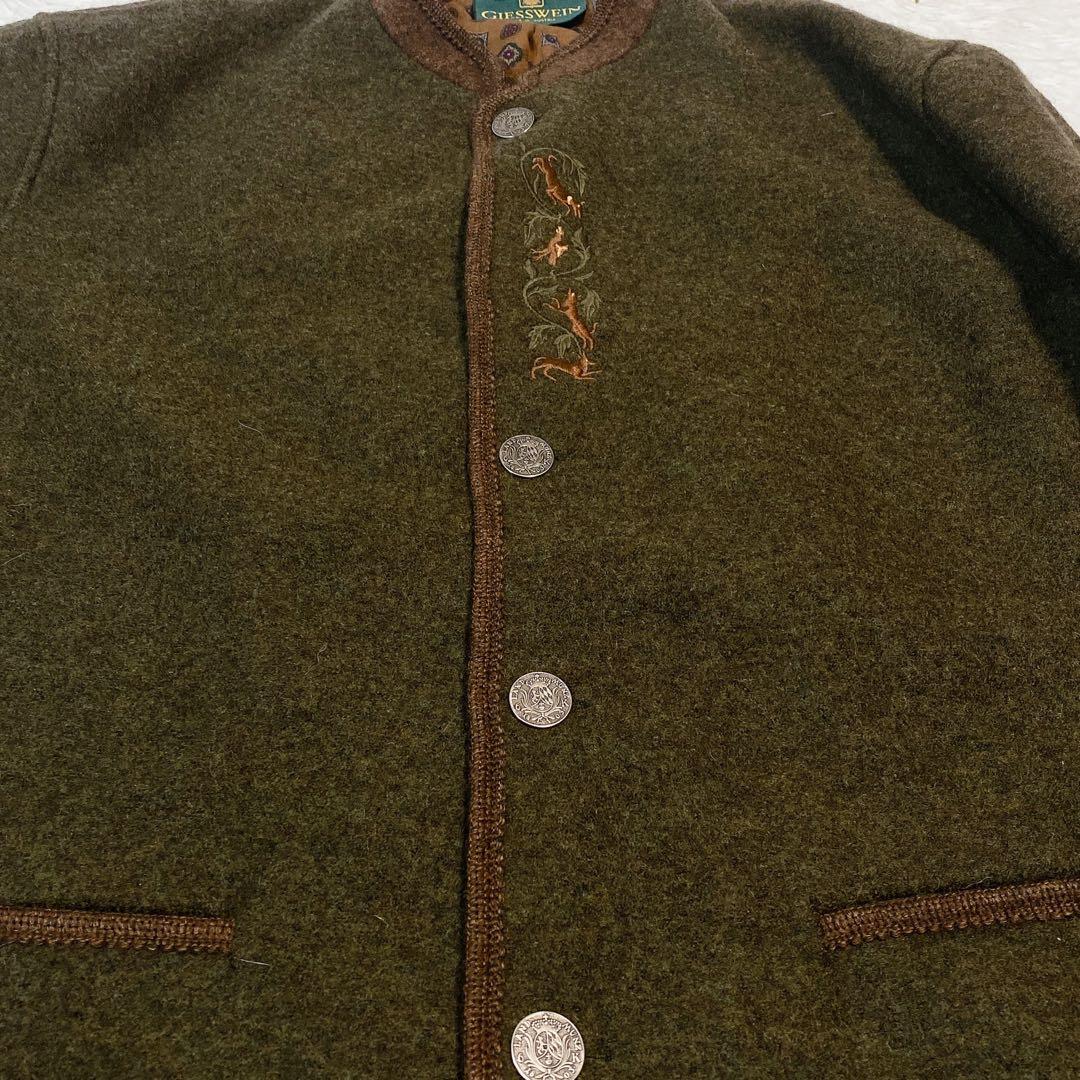 美品 GIESSWEIN ノーカラー チロリアン ウール ジャケット 3L