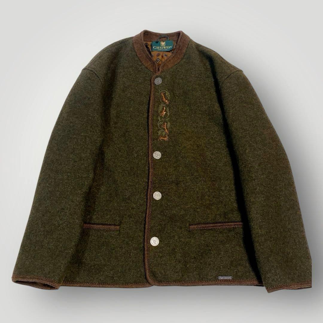 美品 GIESSWEIN ノーカラー チロリアン ウール ジャケット 3L