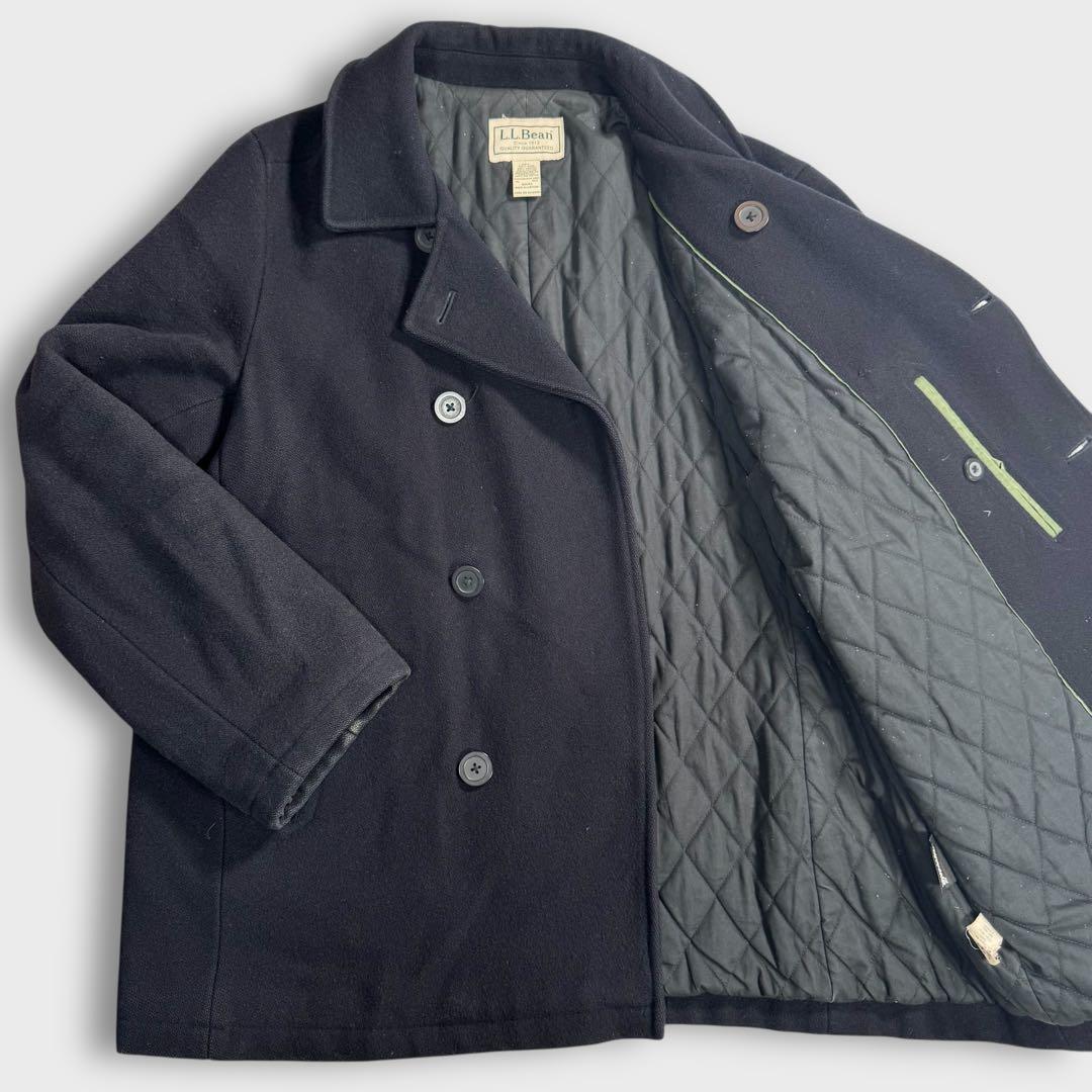 90's XL エルエルビーン シンサレート キルティング ピーコート ネイビー