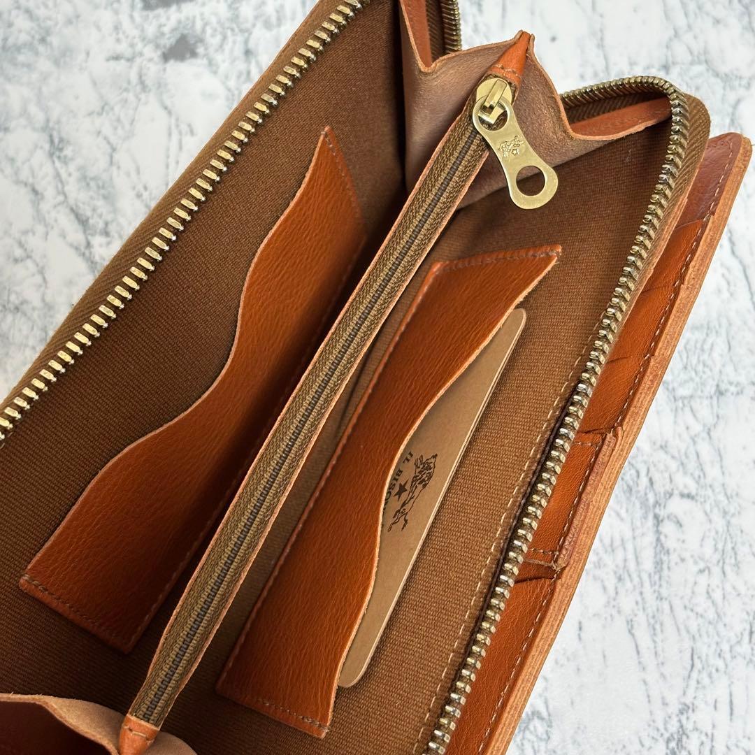 IL BISONTE イルビゾンテ　ブラウン　長財布　ラウンドファスナー