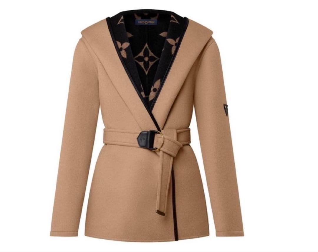 LOUIS VUITTON 34 シグネチャーショートフーデッドラップコート