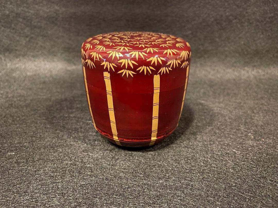 筑紫筑良作　山中塗　竹型竹林　大棗 茶道具