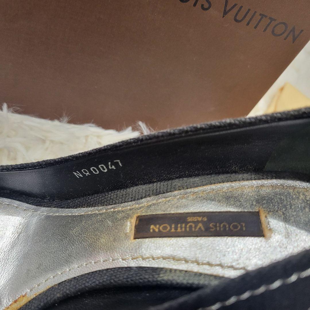 ルイヴィトン　ロゴ　パンプス　サンダル　ブラック　ミュール　リボン