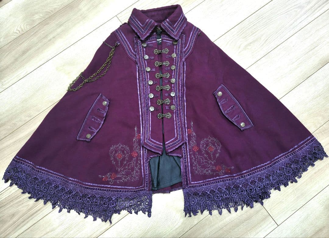 Ozzon 薔薇刺繍ポンチョ マント