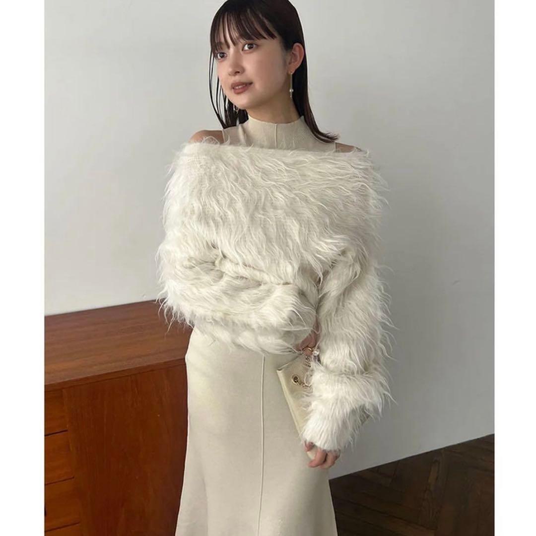 anuans オフショルレイヤードニットワンピース アイボリー Sサイズ