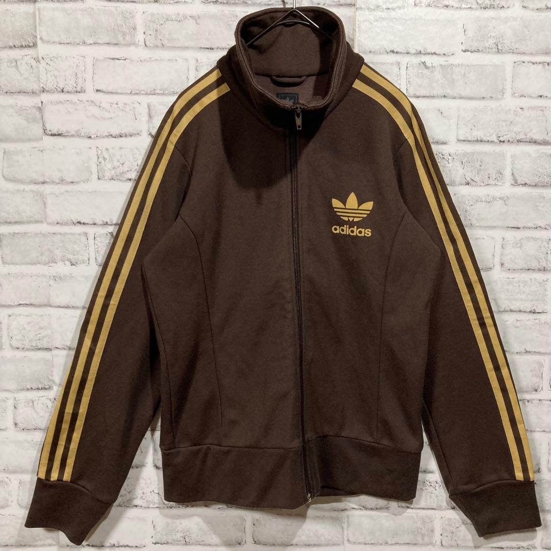 【人気色】adidas トラックジャケット ブラウン × ベージュ M