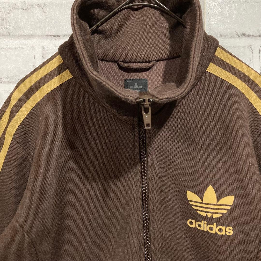 【人気色】adidas トラックジャケット ブラウン × ベージュ M