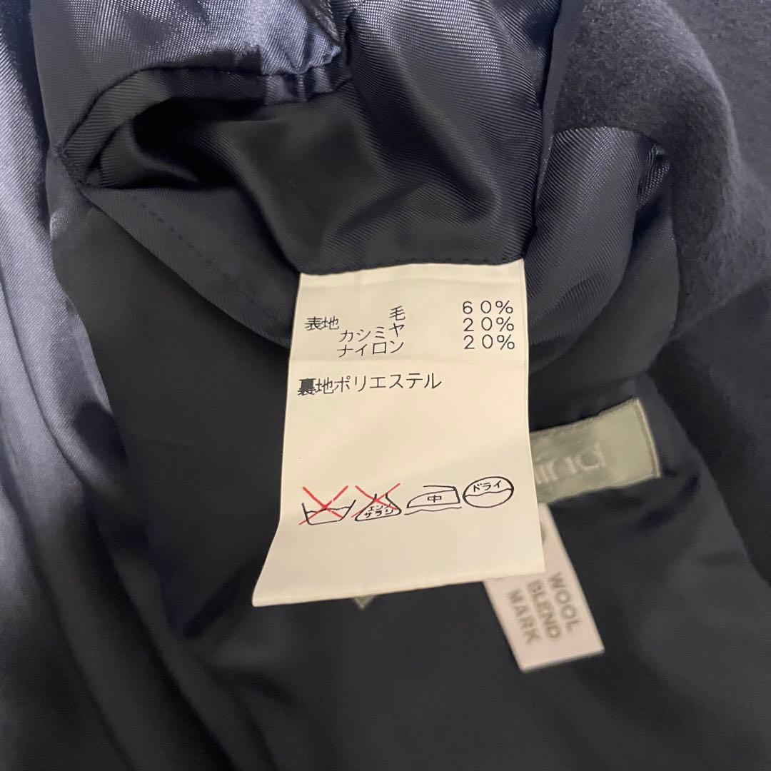 【カシミヤ20%×イタリア製生地】マキシ丈比翼チェスターコート 濃紺 XL